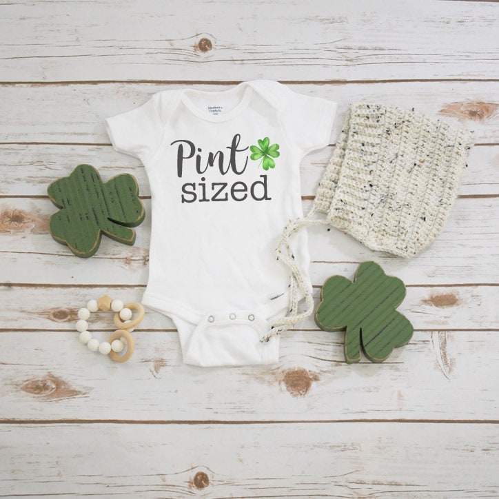 St. Patrick's Day Onesie®, Pint Sized, First St. Patty's Day, Baby Shamrock Shirt, St Patricks Day Shirts, Baby Shower Gifts, March Baby