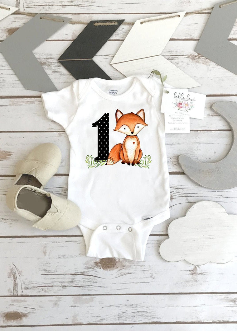 Fox Onesie®, First Birthday, Woodland Party, Woodland Theme, Woodland Party, Wild One Birthday, First Birthday Shirt, Fox Party, Little Fox