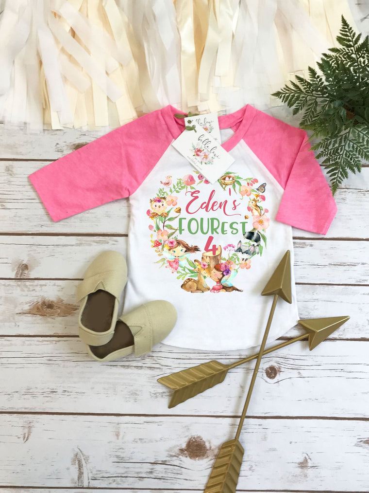 Fourth Birthday, Four Ever Wild, Enchanted Forest, 4th Birthday, 4th Birthday Shirt, Enchanted Fourest, Girl Birthday Shirt, Woodland Party