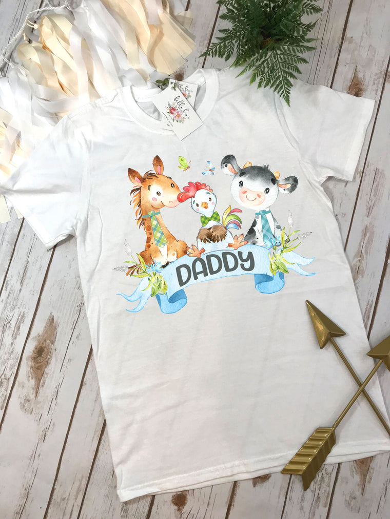 With an Oink and a Moo, Farm Birthday, Oink Moo Turning Two, Petting Zoo Birthday, Daddy Birthday Set, Daddy Bull, Bull Shirt, Cow Birthday