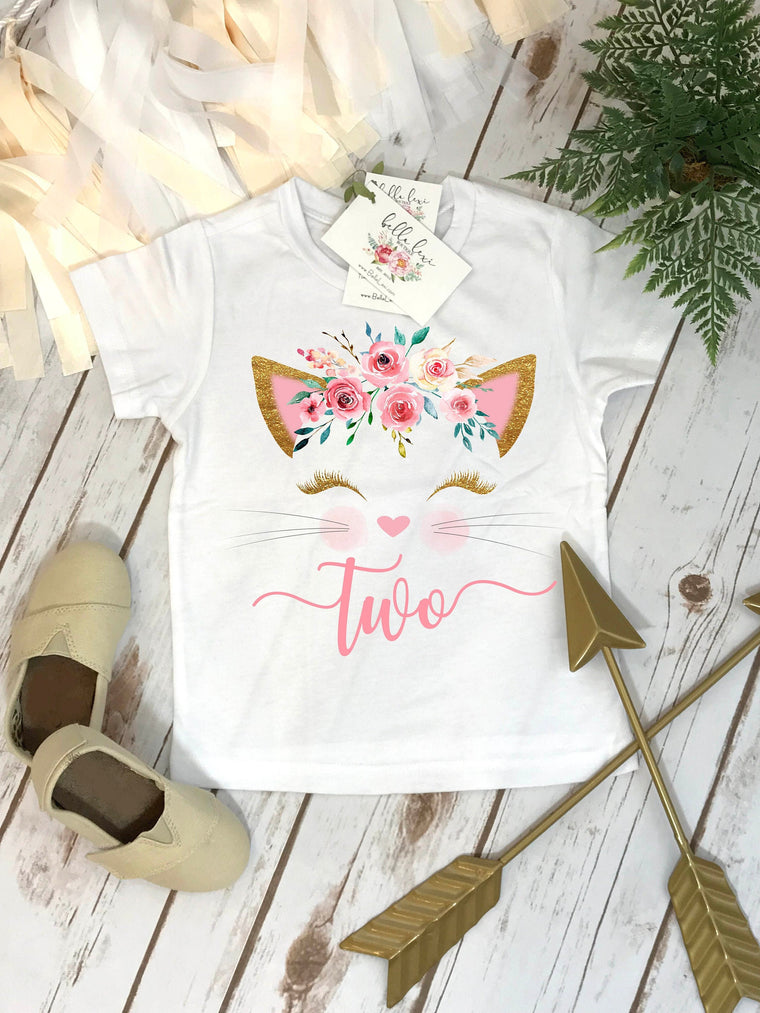 2nd Birthday Shirt, Kitten Birthday, Kitty Birthday shirt, Custom Birthday, Cat Birthday, Cat Shirt, Second Birthday, Girl Birthday Set, Cat