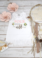 Fourth Birthday, Four Ever Wild, Girl Birthday Dress, 4th Birthday, Tropical Birthday Dress, Boho Birthday, Girl Birthday, For Ever Wild