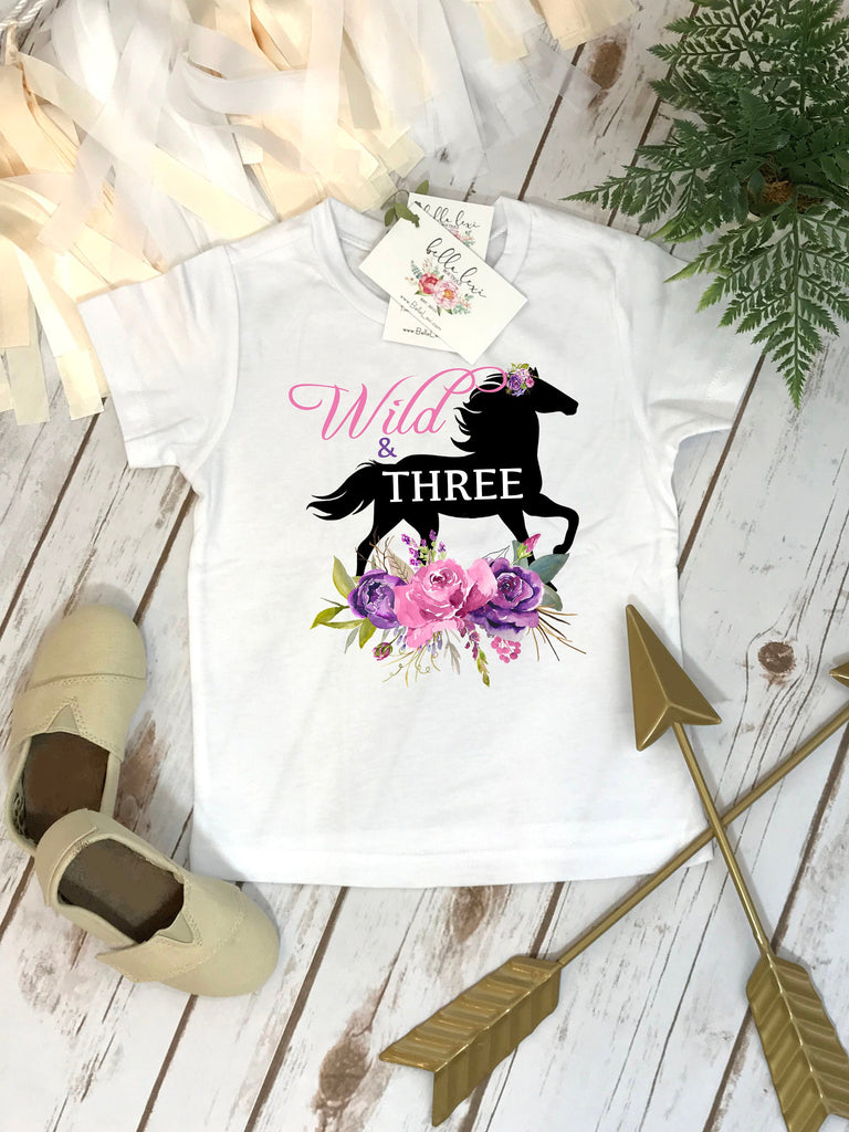 Horse Birthday, Wild and Three, Third Birthday, Horse Party, Niece Gift, Pony Birthday, Cute Girl Gifts, Pony Party, 3rd Birthday, Horse