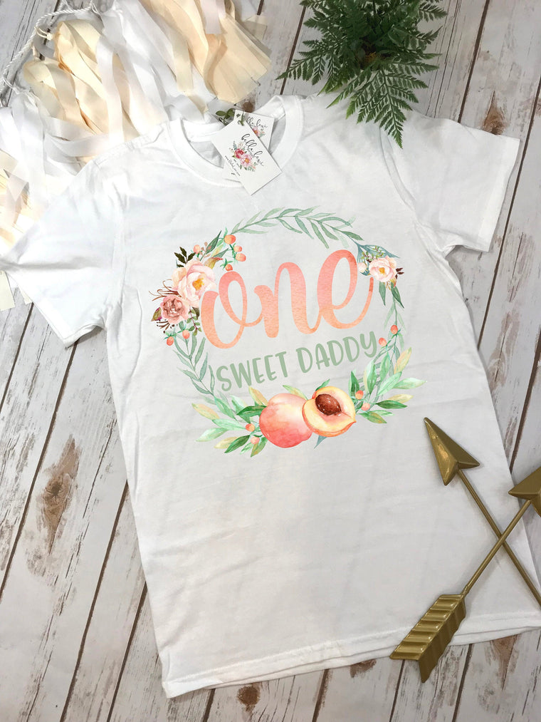 One Sweet Peach, Peach Birthday shirt, 1st Birthday, Sweet as a Peach, Peach Party, Peaches Birthday, Peachy, Daddy and Me Shirt, Sweet Dada