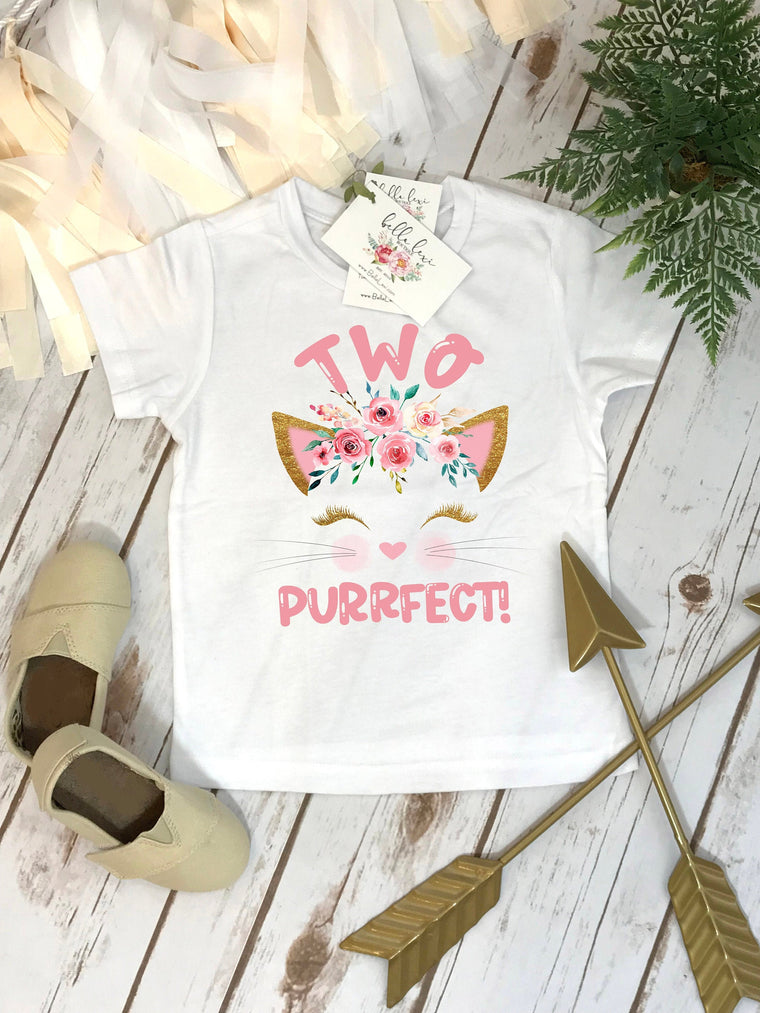 2nd Birthday Shirt, Kitten Birthday, Kitty Birthday shirt, Custom Birthday, Cat Birthday, Cat Shirt, Second Birthday, Two Purrfect, Kitty