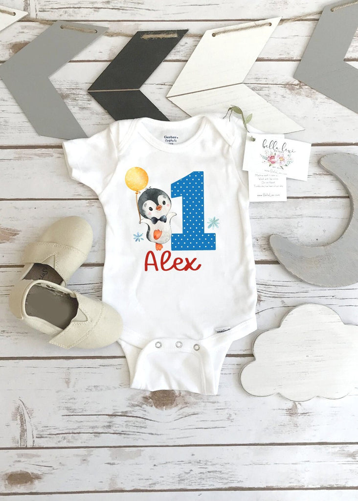 First Birthday Onesie®, Penguin Theme, Birthday Shirt, 1st Birthday, Boy Birthday, Birthday Onesie®, Penguin Party, Boho Birthday, Winter