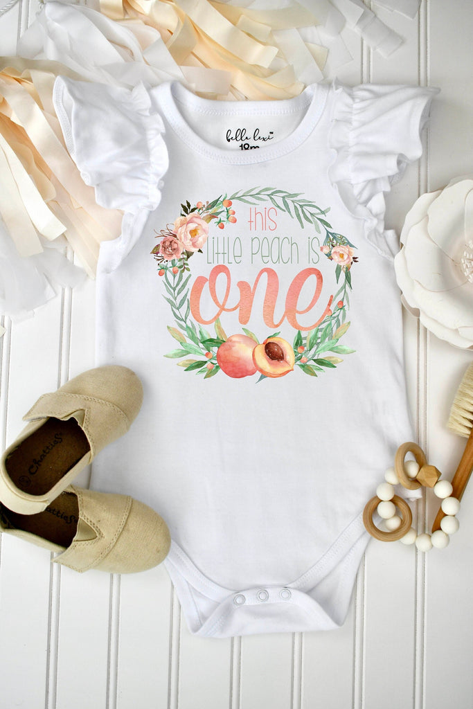 First Birthday, This Little Peach is One, Peach Birthday shirt, 1st Birthday, Sweet as a Peach, Peach Party, Peaches Birthday,Peachy,Ruffles