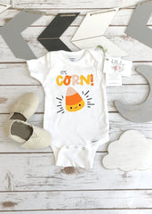 Halloween Onesie®, It's Corn, Halloween Shirt, First Halloween, Candycorn Shirt, 1st Halloween, Halloween Dress, Big Lump with Knobs, Corn