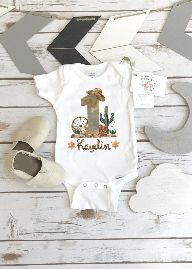 Cowboy Onesie® Western Theme Birthday First Rodeo Baby Western Party Cowboy Shirt Gift Personalized Baby Bodysuit Boy Gifts Birthday First