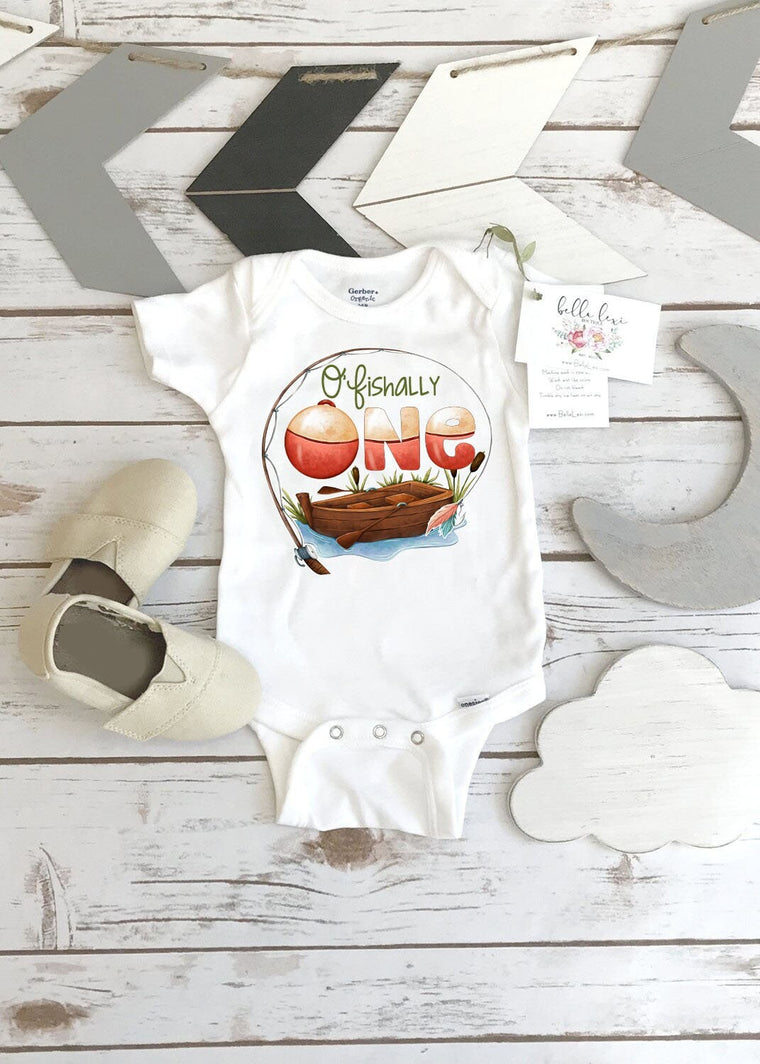 First Birthday Onesie®, Fishing Birthday Baby Onesie®- Cute I'm The Big One Baby Onesie® - Cute 1st Birthday Boy Bodysuit