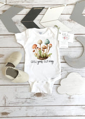 Mushroom Onesie®, Baby Shower Gift, Funny Baby Gift, Grow your own way, Cottagecore Shirt, Girl Gift, Cottagecore, Hippie Baby, newborn gift