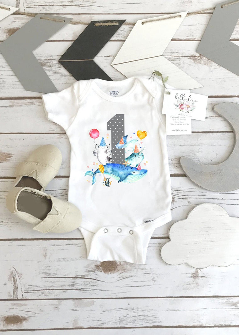 First Birthday Onesie®, Under the Sea Party, Shark Birthday, 1st Birthday, O'Fishally One, Ocean Party, Fish Birthday, Sealife birthday, One