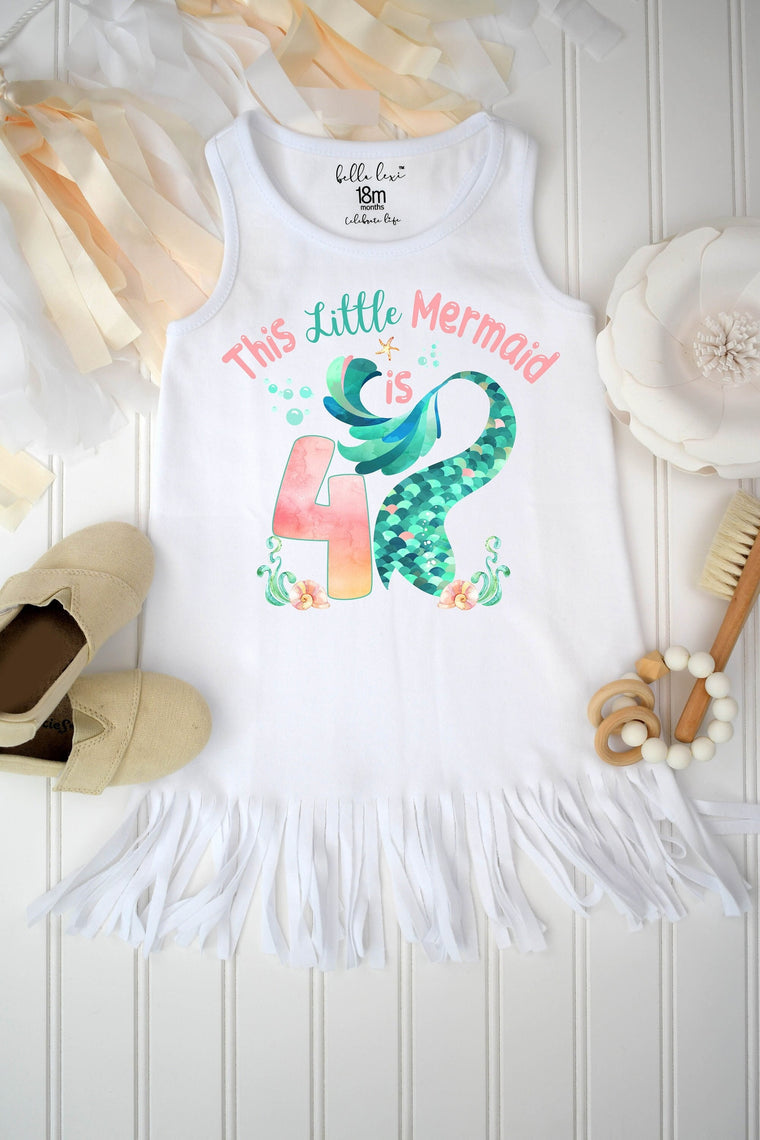Mermaid Birthday, Fourth Birthday, This Little Mermaid is 4, 4th Birthday, Mermaid Party, Mermaid Shirt, Mermaid Theme, Under the Sea, Ocean