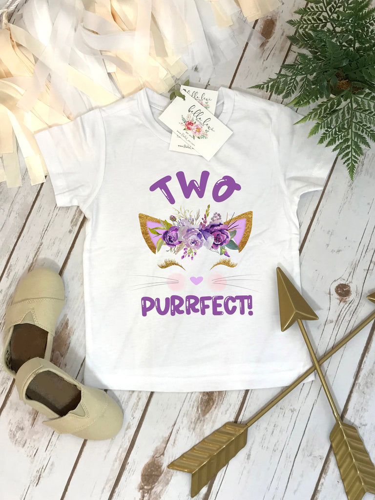 2nd Birthday Shirt, Kitten Birthday, Kitty Birthday shirt, Custom Birthday, Cat Birthday, Cat Shirt, Second Birthday, Two Purrfect, Kitty