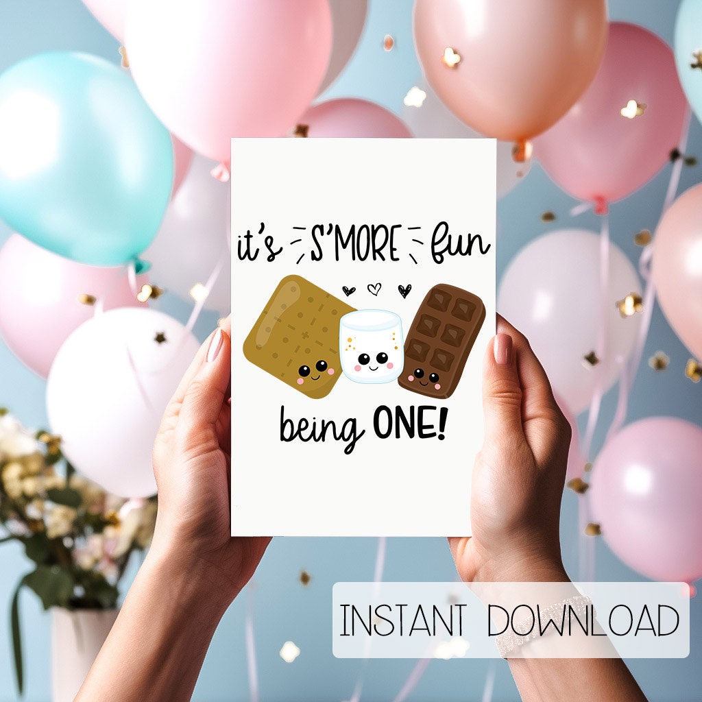 S'More Party, S'More Fun being ONE, Birthday Shirt, Camp Party, Camping Birthday, Happy Camper, Smores Theme, Digital Download, Party Invite
