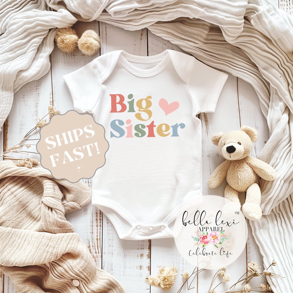Big Sister Pregnancy Announcement – Baby Reveal Outfit – Sibling Reveal – Big Sister Shirt – New Baby Reveal Gift – Toddler Announcement
