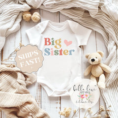 Big Sister Pregnancy Announcement – Baby Reveal Outfit – Sibling Reveal – Big Sister Shirt – New Baby Reveal Gift – Toddler Announcement