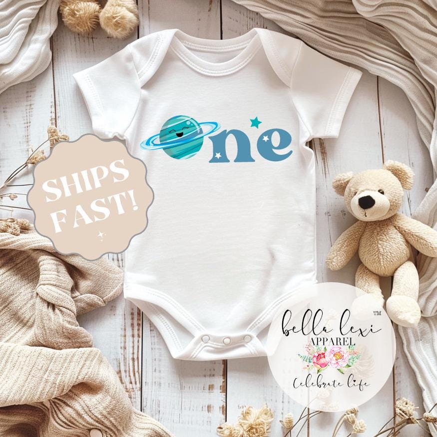 space baby bodysuit for first birthday