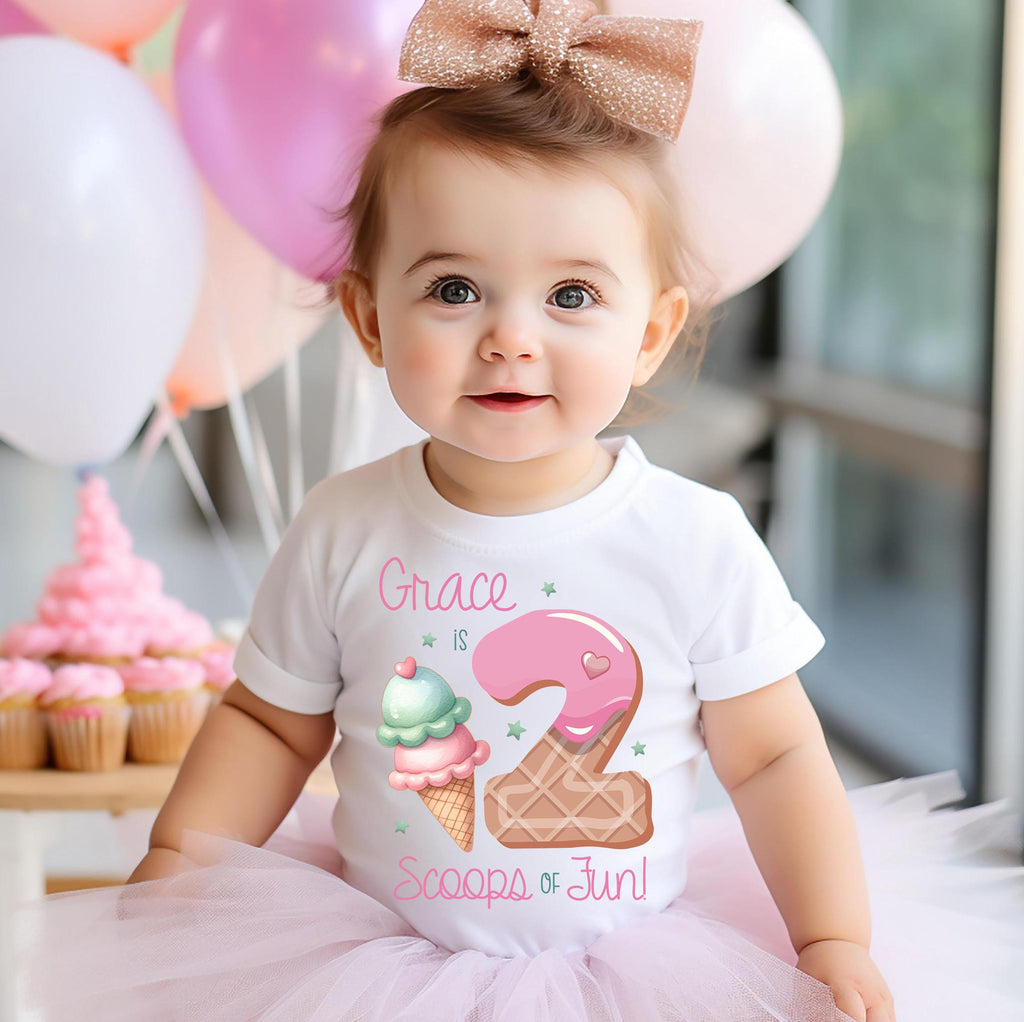 2 Scoops of Fun, TWO SWEET, Ice Cream Birthday, 2nd Birthday, Ice Cream party, Ice Cream Theme, Girl Birthday, Birthday Shirt, Girl Party