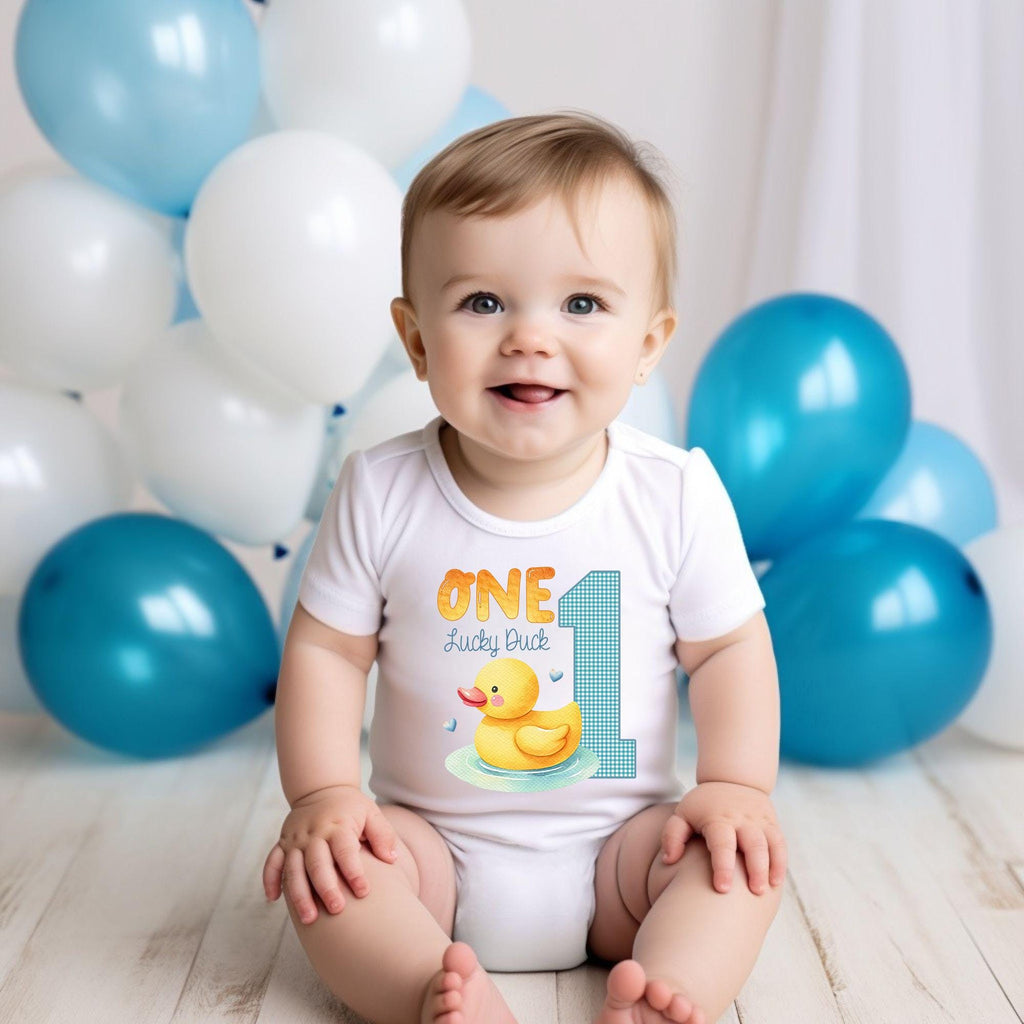 First Birthday Onesie®, One Lucky Duck, Duck Birthday, 1st Birthday, Rubber Ducky, Splish Splash Party, Ducky Birthday, Personalized Onesie