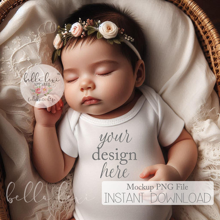 Baby Girl Mock-up, Kids Bodysuit Tee Mockup, Newborn Girl Mockup, Baby Girl Bodysuit Mockup, Newborn Set Flat Lay, Infant Girl Bodysuit PIC