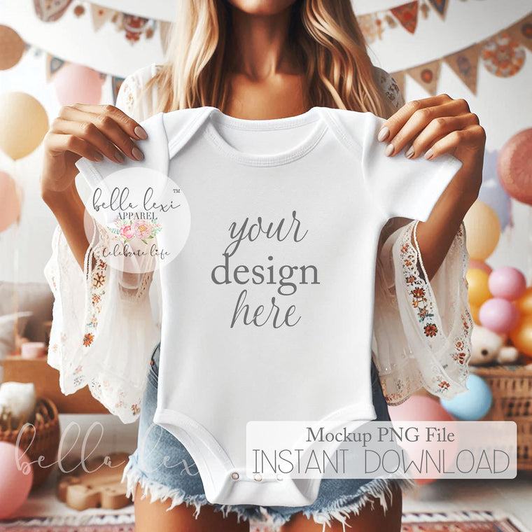 Woman Mockup, Baby Boy Party Mock-up, Kids Birthday Tee Mockup, First Birthday Tee Mockup, Baby Girl Bodysuit Mockup, Birthday Set Flat Lay,