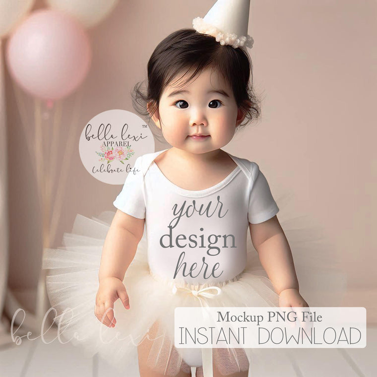 Toddler Girl Party Mock-up, Kids Birthday Tee Mockup, First Birthday Tee Mockup, Baby Girl Short Sleeve T-shirt Mock up, Birthday Set Flat