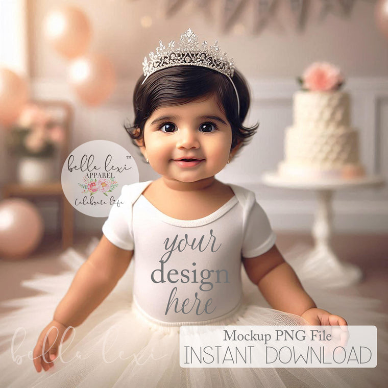 Toddler Girl Party Mock-up, Kids Birthday Tee Mockup, First Birthday Tee Mockup, Baby Girl Short Sleeve T-shirt Mock up, Birthday Set Flat