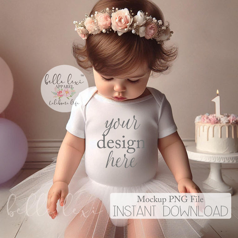 Toddler Girl Party Mock-up, Kids Birthday Tee Mockup, First Birthday Tee Mockup, Baby Girl Short Sleeve T-shirt Mock up, Birthday Set Flat