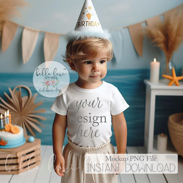 Toddler Boy Party Mock-up, Kids Birthday Tee Mockup, Tee Mockup, Baby Boy Short Sleeve T-shirt Mock up, White Tshirt Mockup, Birthday Mockup