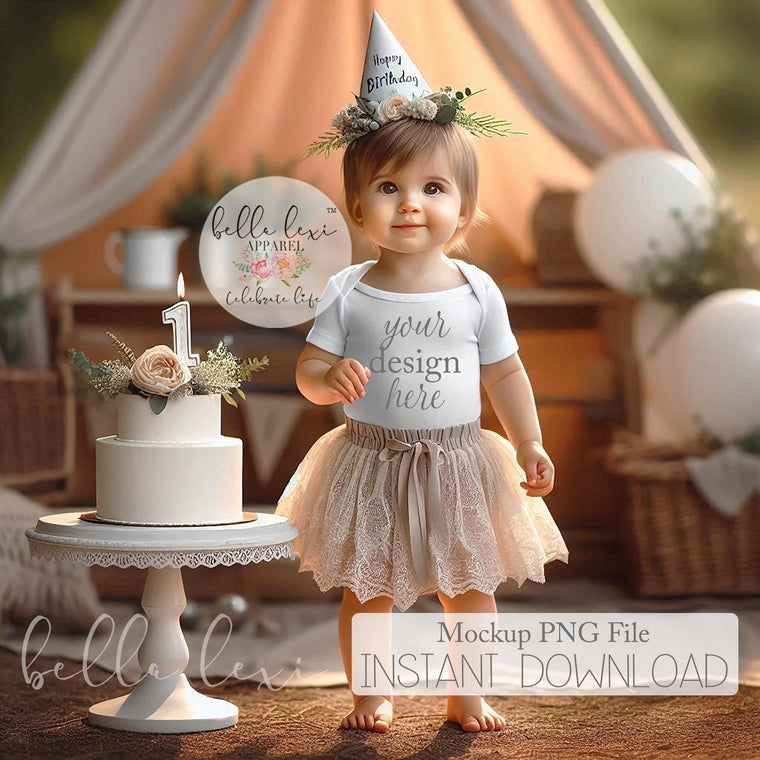 Baby Girl Mockup, Kids Party Mockup, Birtday Mockup, Bodysuit Mockup, Onesie® Mockup, Shirt Mockup