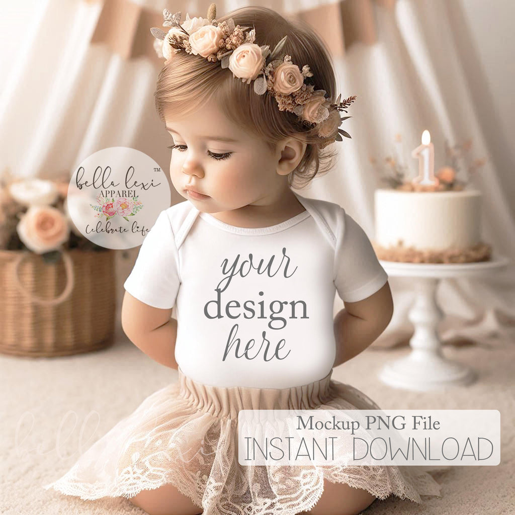 Baby Girl Mockup, Kids Party Mockup, Birtday Mockup, Bodysuit Mockup, Onesie® Mockup, Shirt Mockup
