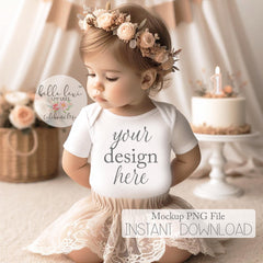 Baby Girl Mockup, Kids Party Mockup, Birtday Mockup, Bodysuit Mockup, Onesie® Mockup, Shirt Mockup