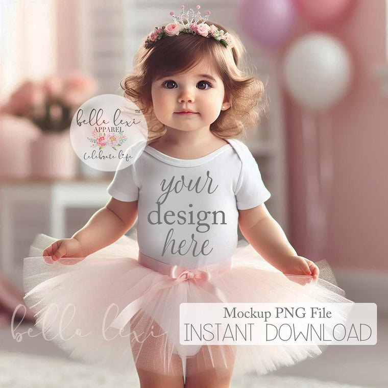 Toddler Girl Party Mock-up, Kids Birthday Tee Mockup, First Birthday Tee Mockup, Baby Girl Short Sleeve T-shirt Mock up, Birthday Set Flat