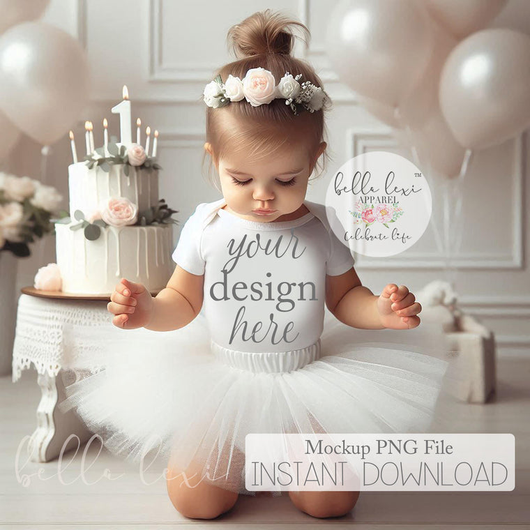 Toddler Girl Party Mock-up, Kids Birthday Tee Mockup, First Birthday Tee Mockup, Baby Girl Short Sleeve T-shirt Mock up, Birthday Set Flat