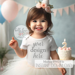 Kids Birthday Tee Mockup, Girl Party Mock-up, Second Birthday Tee Mockup, Baby Girl Short Sleeve T-shirt Mock up, Toddler Birthday Set Flat
