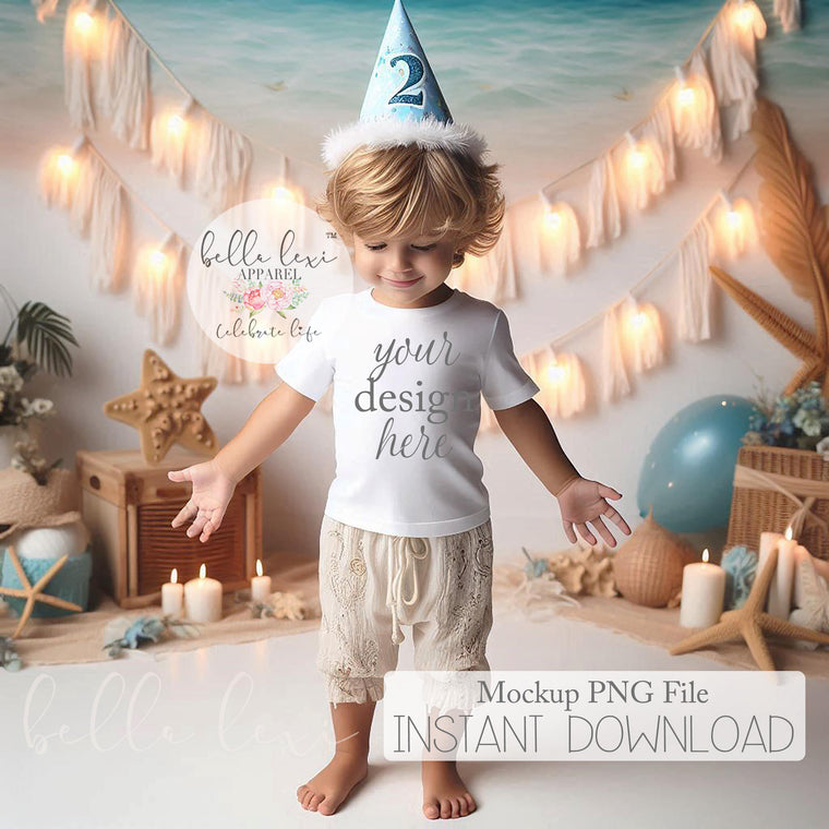 Toddler Boy Party Mock-up, Kids Birthday Tee Mockup, First Birthday Tee Mockup, Baby Boy Short Sleeve T-shirt Mock up, White Tshirt Mockup