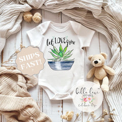 Let Love Grow, Baby Shower Gift, Pregnancy Reveal, Baby Reveal, Cute Baby Gift, Baby Announcement, Baby Girl Gift, Niece Gift, Boho Baby Set