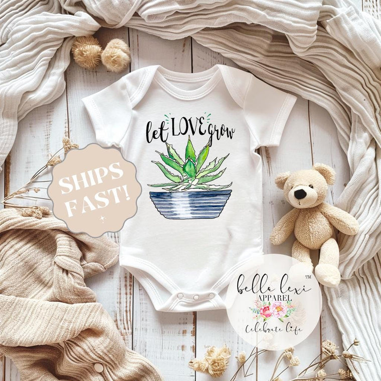 Let Love Grow, Baby Shower Gift, Pregnancy Reveal, Baby Reveal, Cute Baby Gift, Baby Announcement, Baby Girl Gift, Niece Gift, Boho Baby Set
