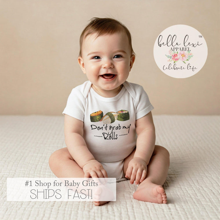 Funny Sushi Baby Onesie®, Don’t Grab My Rolls, Baby Shower Gift, Gender Neutral Baby Bodysuit, Funny Baby Gift