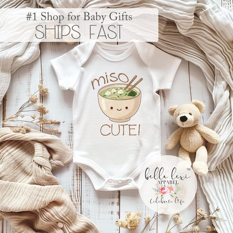 Miso Cute Onesie®- Baby Shower Gift- Unisex Baby Clothes- Baby Boy Clothes- Funny Bodysuits- Sushi Bodysuit - New Mom Gifts