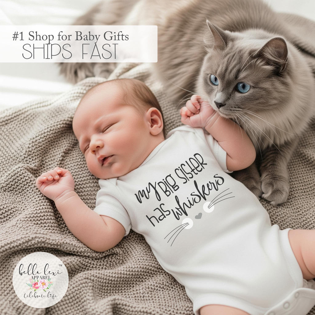 My Big Sister Has Whiskers, Pregnancy Announcement, Cat Shirt, Pregnancy Reveal, Baby Reveal, Baby Announcement, Fur Baby Bodysuit, Kitty