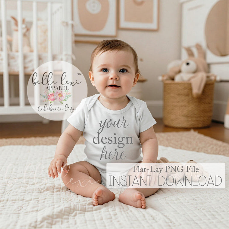 Baby Bodysuit Mockup with Baby, Short Sleeve Onesie Flat Lay, Realistic Baby Outfit Mockup, Lifestyle Baby Mockup, Baby Onesie Mockup Set