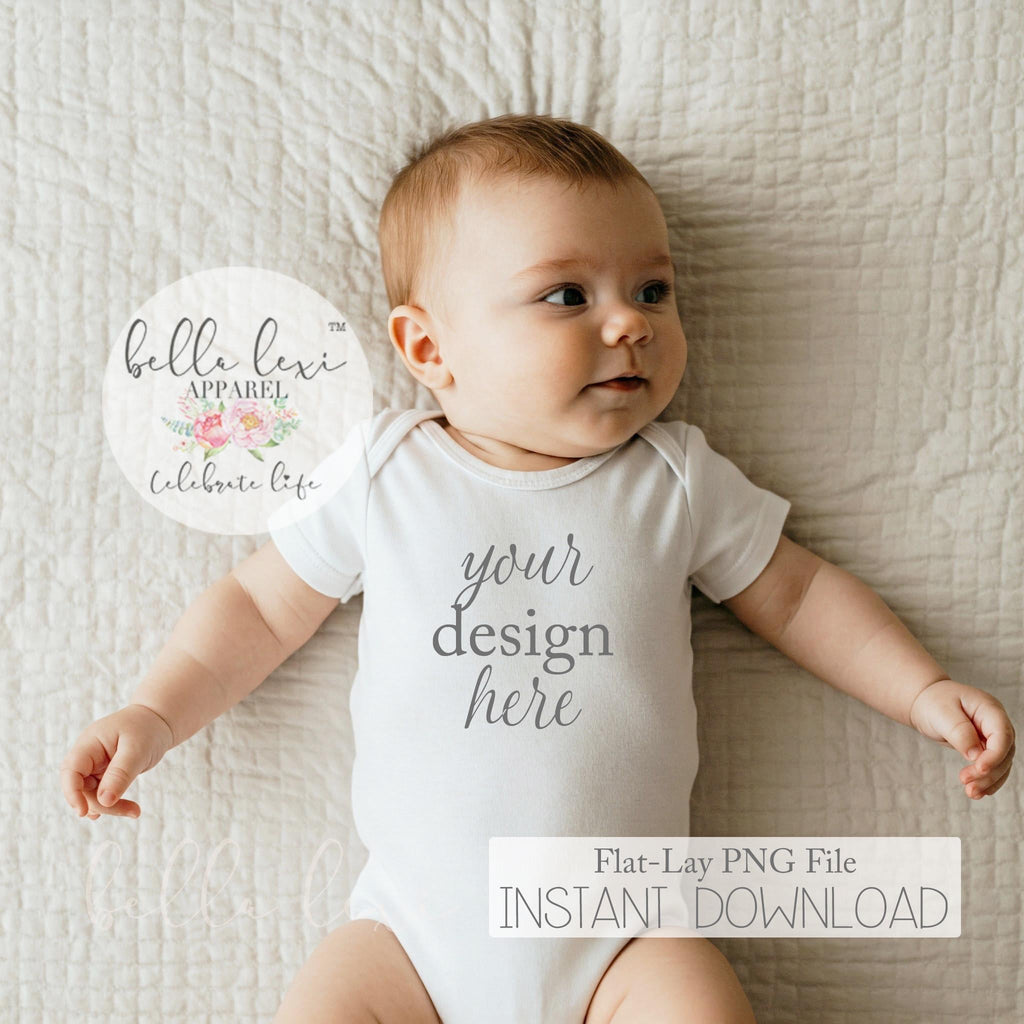 Lifestyle Baby Mockup, Baby Bodysuit Mockup with Baby, Short Sleeve Onesie Flat Lay, Realistic Baby Outfit Mockup, Baby Onesie Mockup Set
