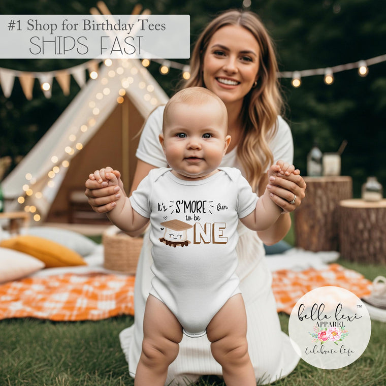 Birthday Onesie®, S'More Party, S'More Fun to be ONE, Birthday Shirt, Camping Party, Camping Birthday, Happy Camper, Smores Theme, Wild One