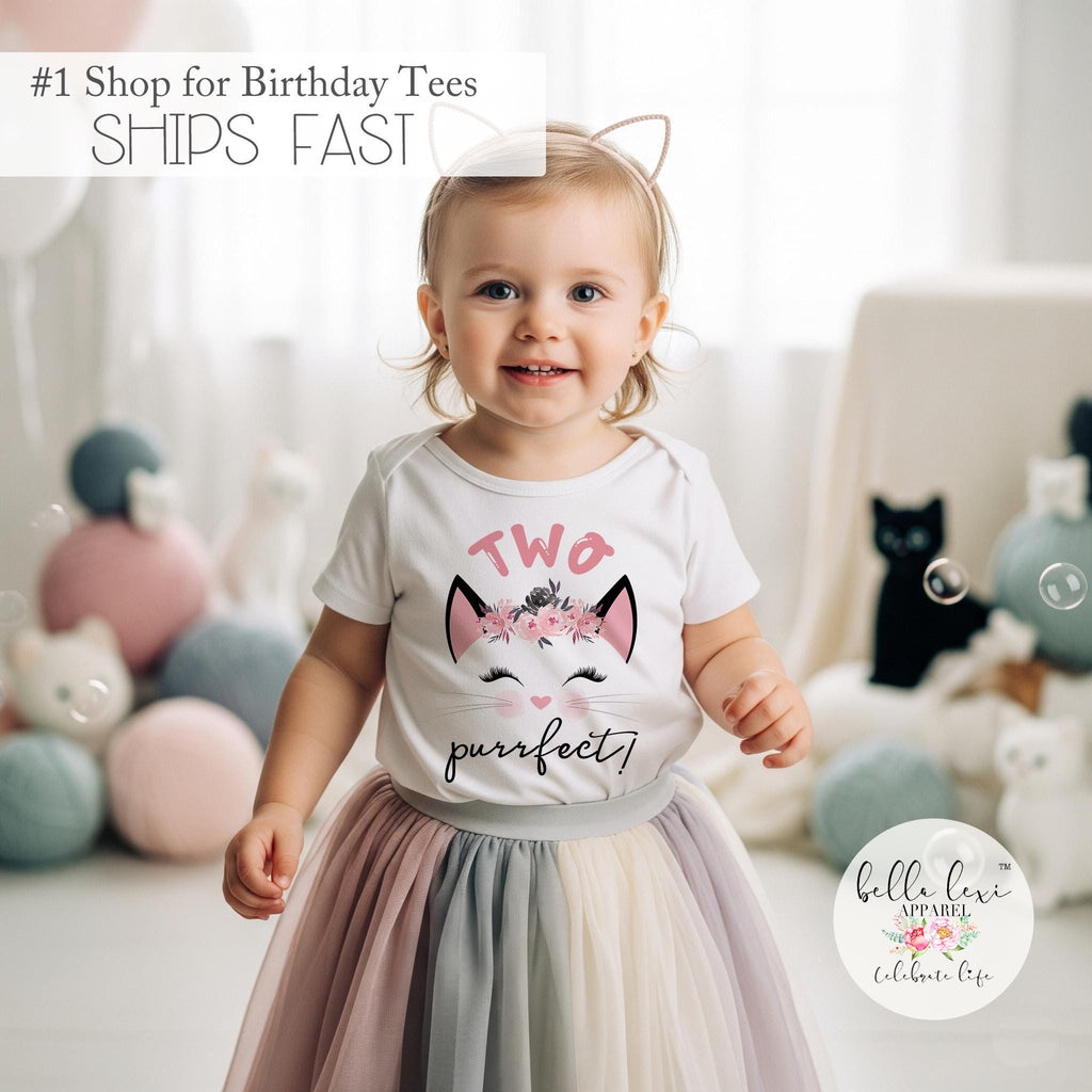 2nd Birthday Shirt, Kitten Birthday, Kitty Birthday shirt, Custom Birthday, Cat Birthday, Cat Shirt, Second Birthday, Two Purrfect, Kitty