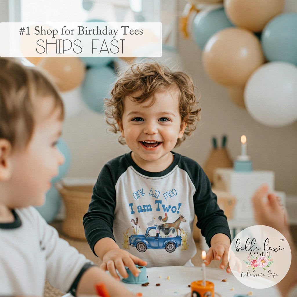 Second Birthday, Oink Baa Moo, Farm Birthday, Oink Moo Turning Two, 2nd Birthday, Blue Truck Party, Farm Party Theme, Boy Birthday SHIRT