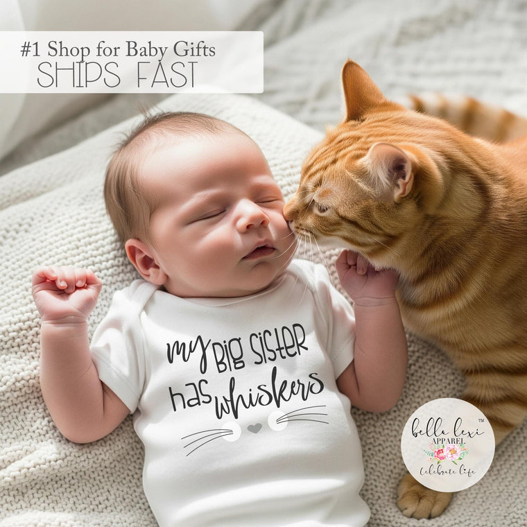 My Big Sister Has Whiskers, Pregnancy Announcement, Cat Shirt, Pregnancy Reveal, Baby Reveal, Baby Announcement, Fur Baby Bodysuit, Kitty