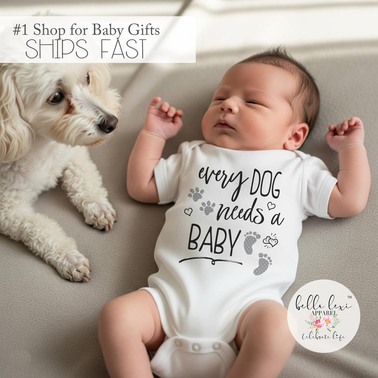 Dog Onesie®, Every Dog Needs a Baby, Pregnancy Announcement, Dog Shirt, Pregnancy Reveal, Baby Reveal, Baby Announcement, Fur Baby Bodysuit