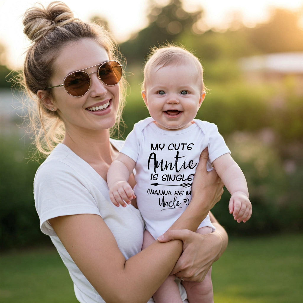 Auntie Onesie®, My Cute Auntie Is Single, Aunt Gift, Aunt Baby Bodysuit, Funny Baby shirt, Auntie shirt, Cute Baby Clothes, Cute Baby Gifts